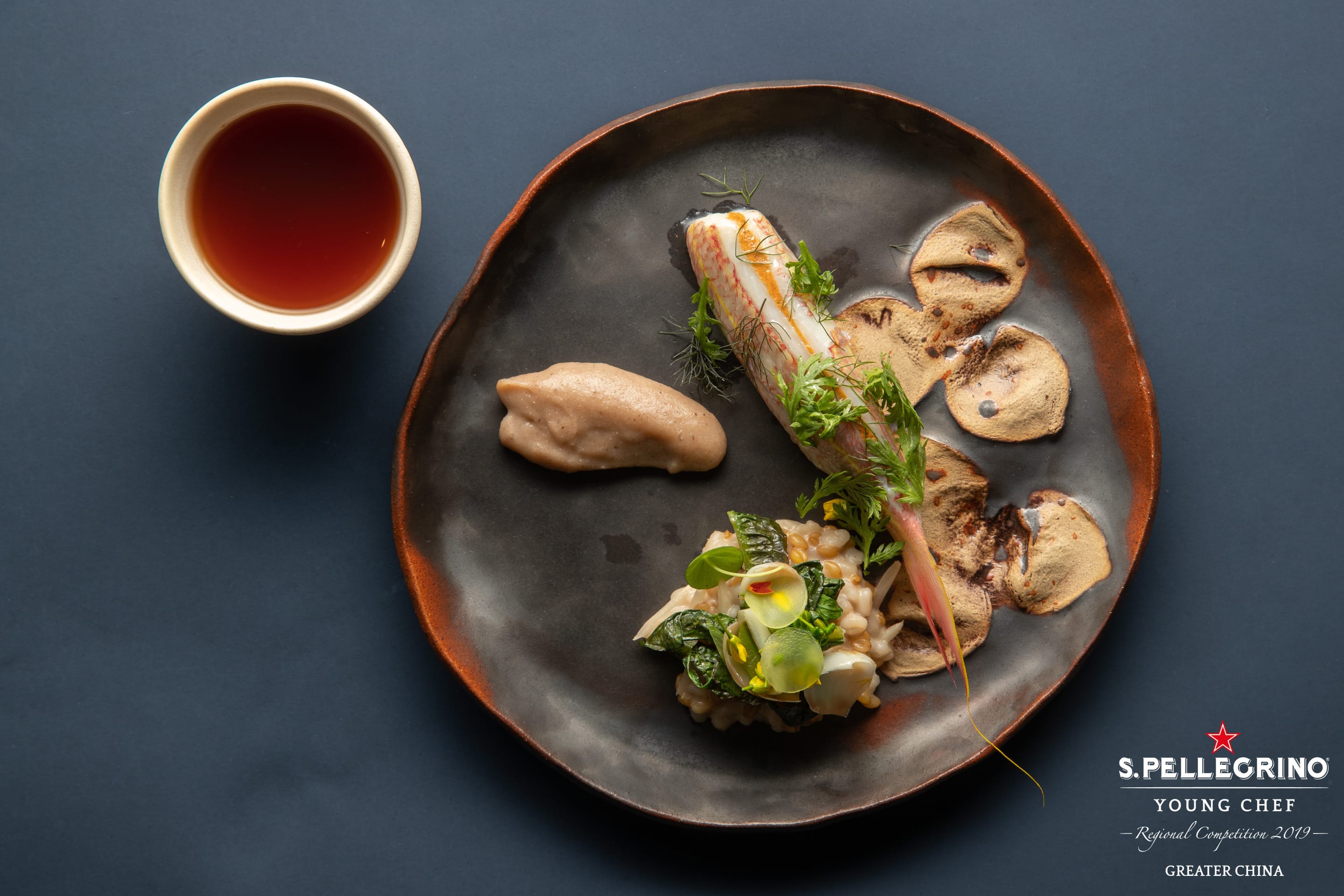 Stuffed And Marinated Chinese Golden Thread Bream, Fermented Grains, Celtuce, Chenpi Oil